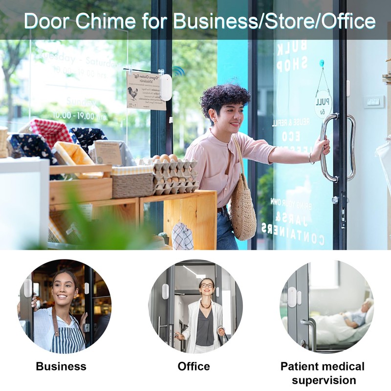 SanJie Door Chime, Door Open Contact Sensor Alarm with 500