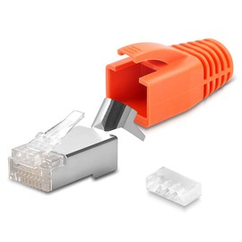 UC-Express 20x CAT7 CAT6 CAT6A Network Connector RJ45 Network Connector Gold-Plated Contacts Kink Protection Grommet Orange