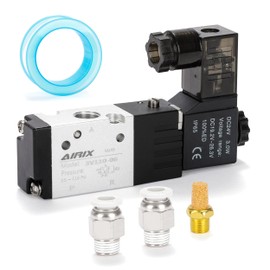 AIRIX 3V110-06 Pneumatic Solenoid Valve DC24V, 2 Position 3 Way, 1/8" NPT, Pilot-Operated Single Coil, Fast Response Electric Air Valve With Junction Box & Quick Connect Fittings
