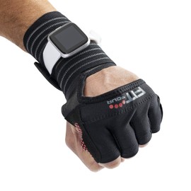 Fit Four OCR Slit Grip Gloves Obstacle Course Racing & Mud Run Hand Protection | Wrist Support with Slit for Fitness Watch (Black/Red, Extra Small)