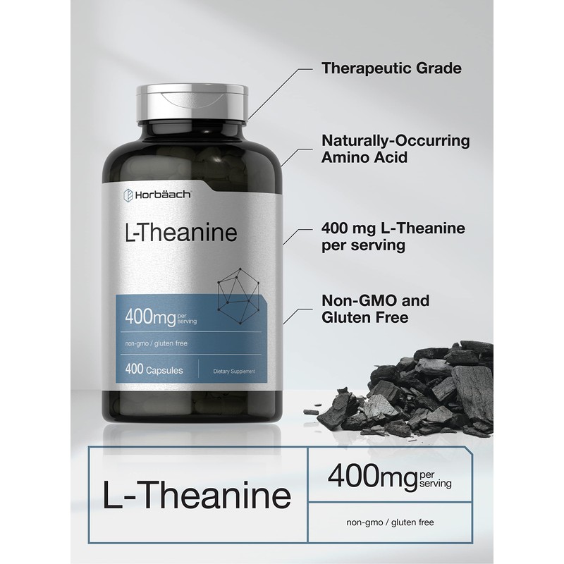 Horbäach L-Theanine 400mg | 400 Capsules | High Potency Supplement