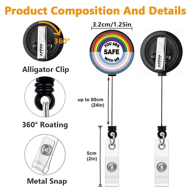 Jevzify You are Safe with Me Retractable Badge Reel, Cute