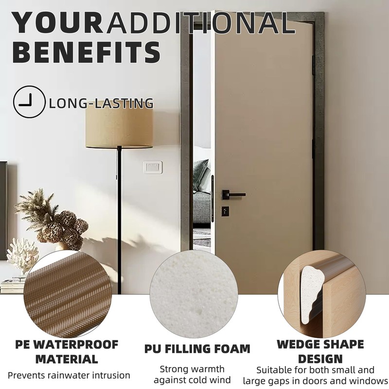 118 Inch Wedge-Shape Weather Stripping Door Seal,Windows and Doors Insulation,Self