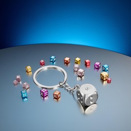 Enyolidimk Silver Creative Metal Six-sided Dice Car Keychain Alloy Key Ring Pendant Decor Gift Key Chain,Car Keychain Accessories for Women Men,Women's Keyrings and Keychains Accessories