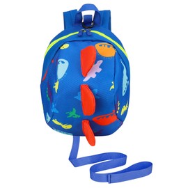 ZhiheHui Dinosaur Backpack for Toddler Boys and Girls Child Toddler Backpack with Reins Anti Lost Children Mini Backpack 1-4 Years Old Toddler with Strap Backpack (Dark Blue)