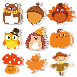 AWEELON 36PCS Fall Sticky Notes - Thanksgiving Turkey Pumpkin Scarecrow Self Sticky Writing Memo Pads for Autumn Party Favors Office School Supplies Goodies Bag Filler