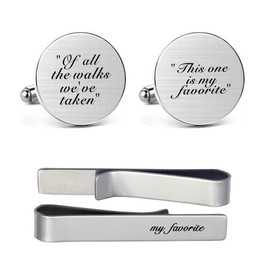 MUEEU Father Wedding Cufflinks Engraved of All The Walks We Have Take This One is My Favorite Round Cuff Link Tie Clip Tacks