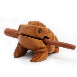 Aussel Guiro Wooden Tone Block with Beater Frog Design, Musical Instrument