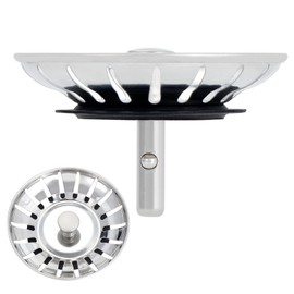 HonGien Pack of 2 Sink Strainer Diameter 78 mm, Drain Strainer Kitchen Sink, 304 Stainless Steel Strainer Plug Drain for Sink, Kitchen Sink