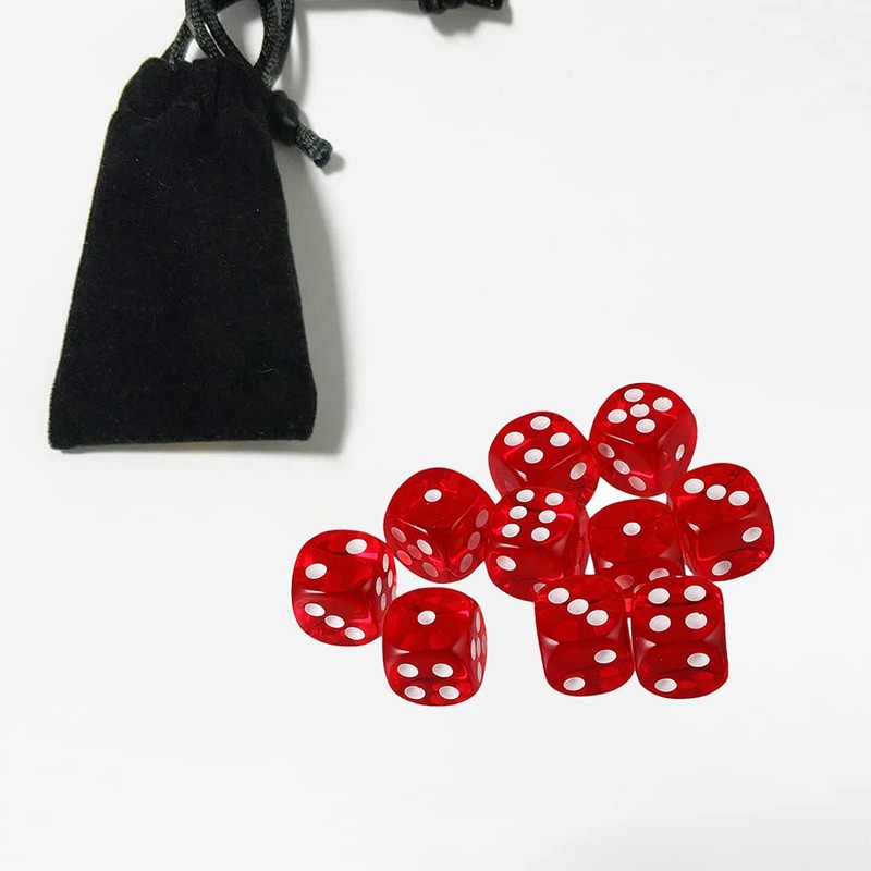 Yiotfandoll 10PCS Polyhedral Dice - D6 Acrylic Dice (16mm, Transparent