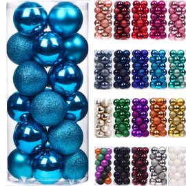 Emopeak 24Pcs Mini Christmas Balls Ornaments for Xmas Christmas Tree - 1.2 Inch Shatterproof Christmas Tree Decorations Hanging Ball for Holiday Wedding Party Decoration Lake Blue