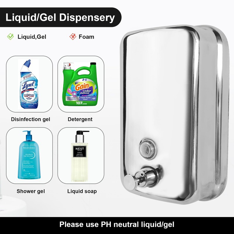 Heavy Duty Soap Dispenser Wall Mount Stainless Steel Soap Dispenser
