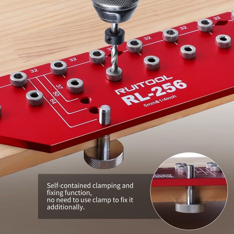 RUITOOL Shelf Pin Jig 11 Holes, Self-contained Clamping Function All