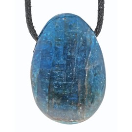 Lebensquelle Plus Apatite Drop Pendant | Drilled Tumbled Stone Pendant with Cotton Cord | High-Quality Gemstone Pendant, Half gemstone, Apatite