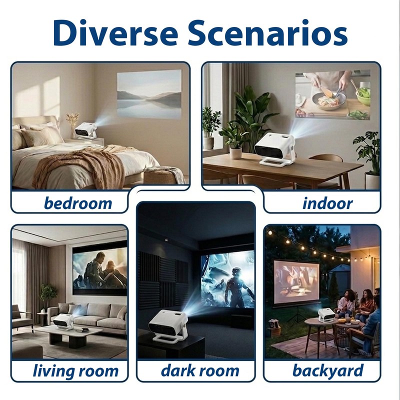 Wielio 2026 Smart Projector Android TV with WiFi 6 and
