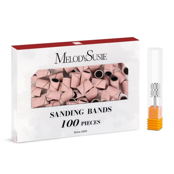 MelodySusie 100 Pcs Nail Drill Bits Sanding Bands for Nail