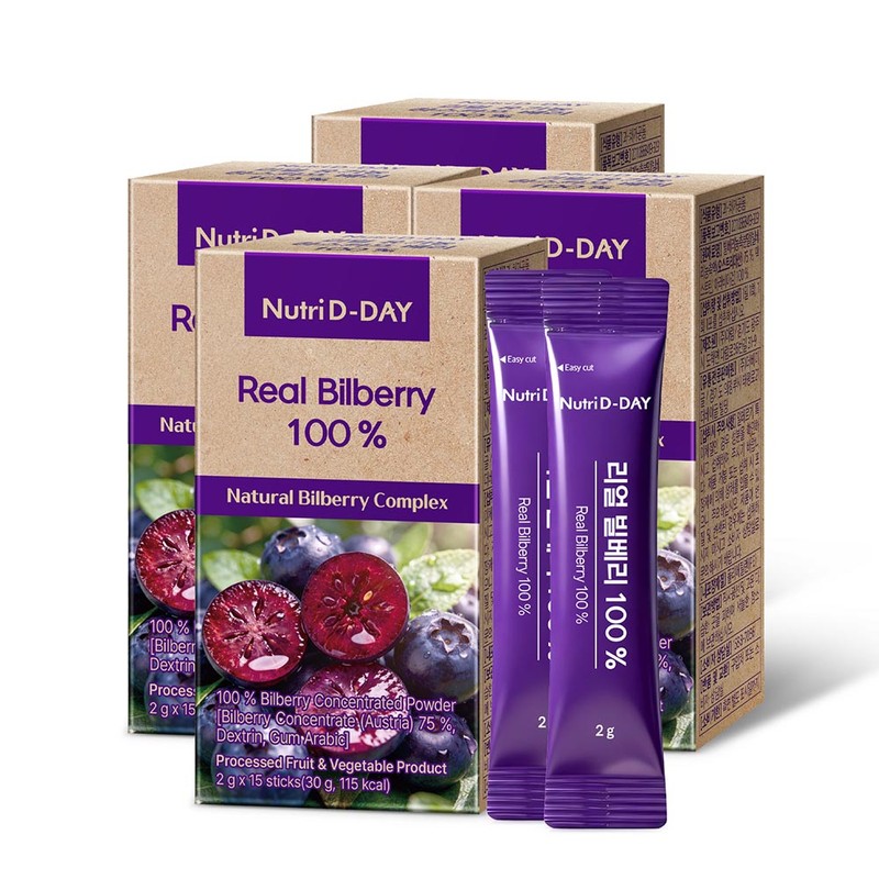 Nutri-D-Day Real Bilberry 100% x 4, total 60 packets /