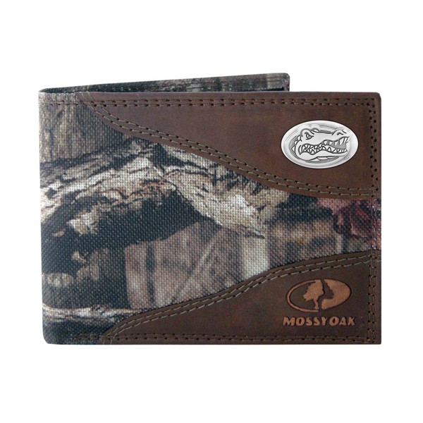 NCAA Florida Gators Zep-Pro Mossy Oak Nylon and Leather Passcase Concho Wallet, Camouflage, One Size