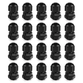 CGELE Cable Gland 20 Pack 1/4" NPT Waterproof Adjustable Connector Strain Relief Cord Connectors Joints Nylon with Gaskets…