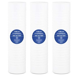 Hydronix HX-SGC-25-1005/3 Sediment Grooved Water Filter Cartridge 2.5" x 10" 5 Micron-Replaces AP110-3 Pack, White