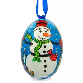 BESTPYSANKY Snowman with Scarf and Hat Wooden Christmas Ornament 3 Inches