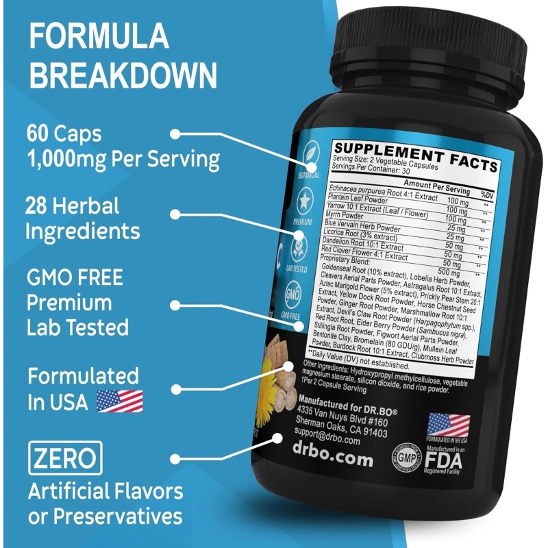 DR. BO Lymphatic Drainage Supplements Pills - Lymphatic Support Total