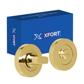 XFORT Polished Brass Thumb Turn Lock - Bathroom Door Lock Deadbolt Kit - Thumb Turn & Release Mechanism Ideal for Internal Wooden Toilet Door Locks