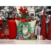 Ragamuffin Cat By the Christmas Tree Throw Pillow