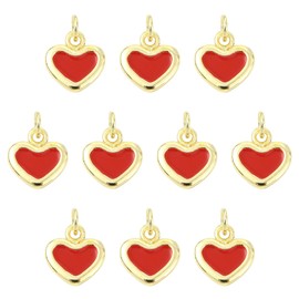 COGCHARGER 10Pcs Heart Charms for Jewelry Making Cute Small Charms Brass Enamel Pendants for Bracelet Necklace Earring Keychain DIY Supplies(Heart 1)