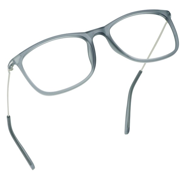 LifeArt Blue Light Blocking Glasses, Anti Eyestrain, Computer Reading Glasses, Gaming Glasses, TV Glasses for Women Men, Anti Glare (Matte Gray, 0.25 Magnification)