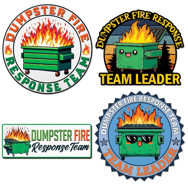 WICVIC 4 Pcs Dumpster Fire Response Team Sticker Pack Funny