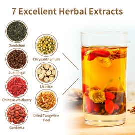 Dandelion Wolfberry Tea Bags, Dandelion Wolfberry Tea Organic Kidneys & Liver Tea Chinese Wolfberry Tea with Seven Herbal Ingredients