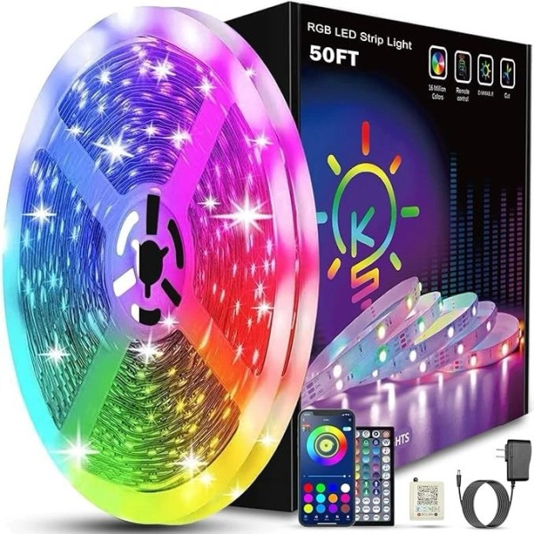Unbranded 50 Feet LED Strip Lights, With App Support, RGB