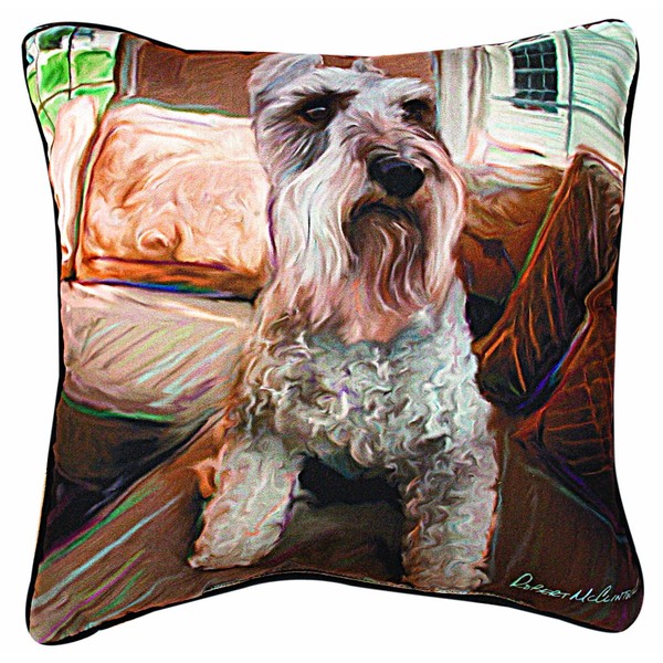 Manual Schnauzer Paws and Whiskers Decorative Square Pillow, 18-Inch