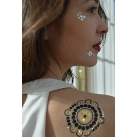 Dizao Gold Tattoo. ORIENTAL. Flash Jewels. Metallic Temporary Gold Silver Tattoos. Flash Tattoos …