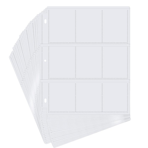 POKONBOY 288 Pockets Trading Card Sleeves, 9-Pocket Trading Card Binder Sheets Card Storage Album Pages Holders for Standard Size Cards, Sport Cards, Game Cards, Business Cards