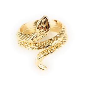 Gold Snake Ring asp Cleopatra toga wrap Serpent Adjustable Medusa Statement Shiny Silver Tone