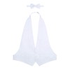 White Low Cut Satin Backless Tuxedo Vest & Bow Tie