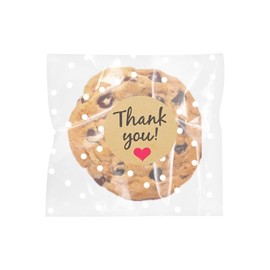 SUREHOME Cookie Bags with Seal 100 Pack Self Sealing Cellophane Bags with Thank You Stickers 4x4 In Clear Sealable Treat Bags Small Self Adhesive Cookie Packaging Individual Candy Gift Giving Wrappers