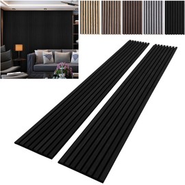 YLL YLL Wood Wall Panels Acoustic Wall Panels for Interior Wall Decoration Two 94.68" x 12.79" Wood Slat Sall Paneling 3D soundproof Wall Panels Wood Ceiling Black Oak