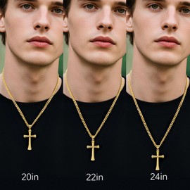 Eterbeau 14K Gold Necklace for Men Gold Cross Necklace for Men Cross Pendant Necklaces for Mens Bold and Unique Bone-Style Shape Crosses Chain Necklaces for Mens