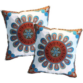 ZUODU European Classic Navy Jacquard Decorative Pillow Cover Set of 2 Blue Throw Cushion Cover Set of 2 Throw Pillow Case 18 X 18 Inch 45 X45 Cm (color：#11)