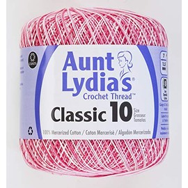 Coats Crochet Aunt Lydia's Crochet, Cotton Classic Size 10, Shades of Pink (154-15)