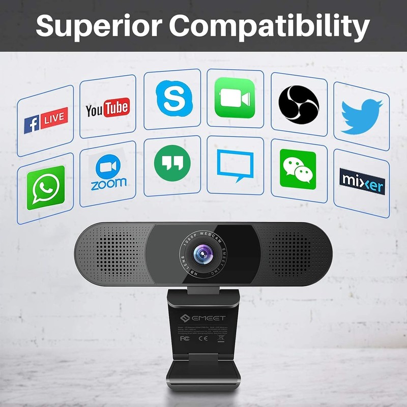 EMEET 3 in 1 Webcam - 1080P Webcam with Microphone