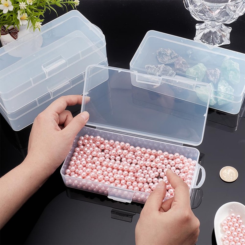 BENECREAT 4 Packs Rectangle Plastic Container Box, 19.5x17.9x9cm Clear Storage