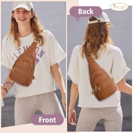 JASGOOD Sling Bag for Women Crossbody Leather Anti-theft Fanny Packs Chest Bag Sling Backpack for Fashion Travel,Dark Brown