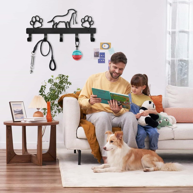 lomdung Dog Coat Rack with 5 Hooks, Coat Hook with