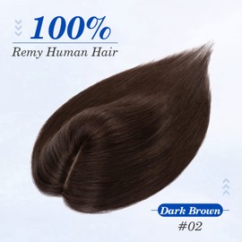 Benehair 12 Inch Hair Toppers for Women Real Human Hair 130% Density 4"x4.7" Hand Made Silk Base 100% Remy Human Hair Wiglets Hairpieces for Thinning Hair -Dark Brown #2