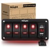 Nilight 4 Gang Rocker Switch Panel Red Backlit with 4.8