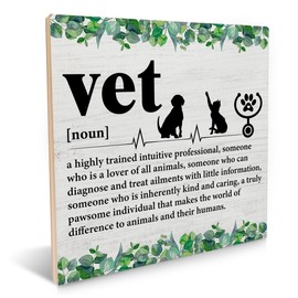 Vet Appreciation Gifts for Men Women, Thank You Gifts for Veterinary Vet Tech Animal Doctor Veterinary Graduation Retirement Christmas, Vet Definition Wood Plaque Sign for Home Office Desk